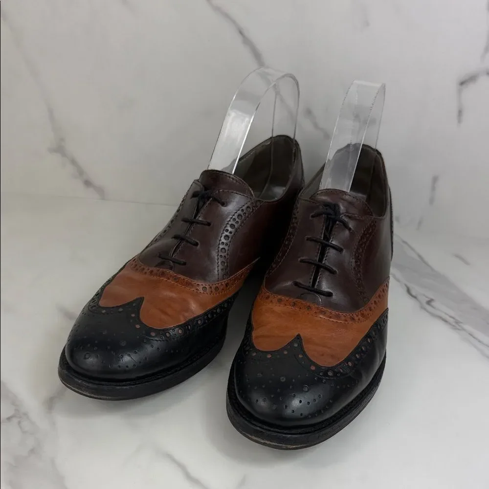Botticelli Men’s Wingtip Oxfords Tri Tone Leather Brogues IT 39 US 6.5